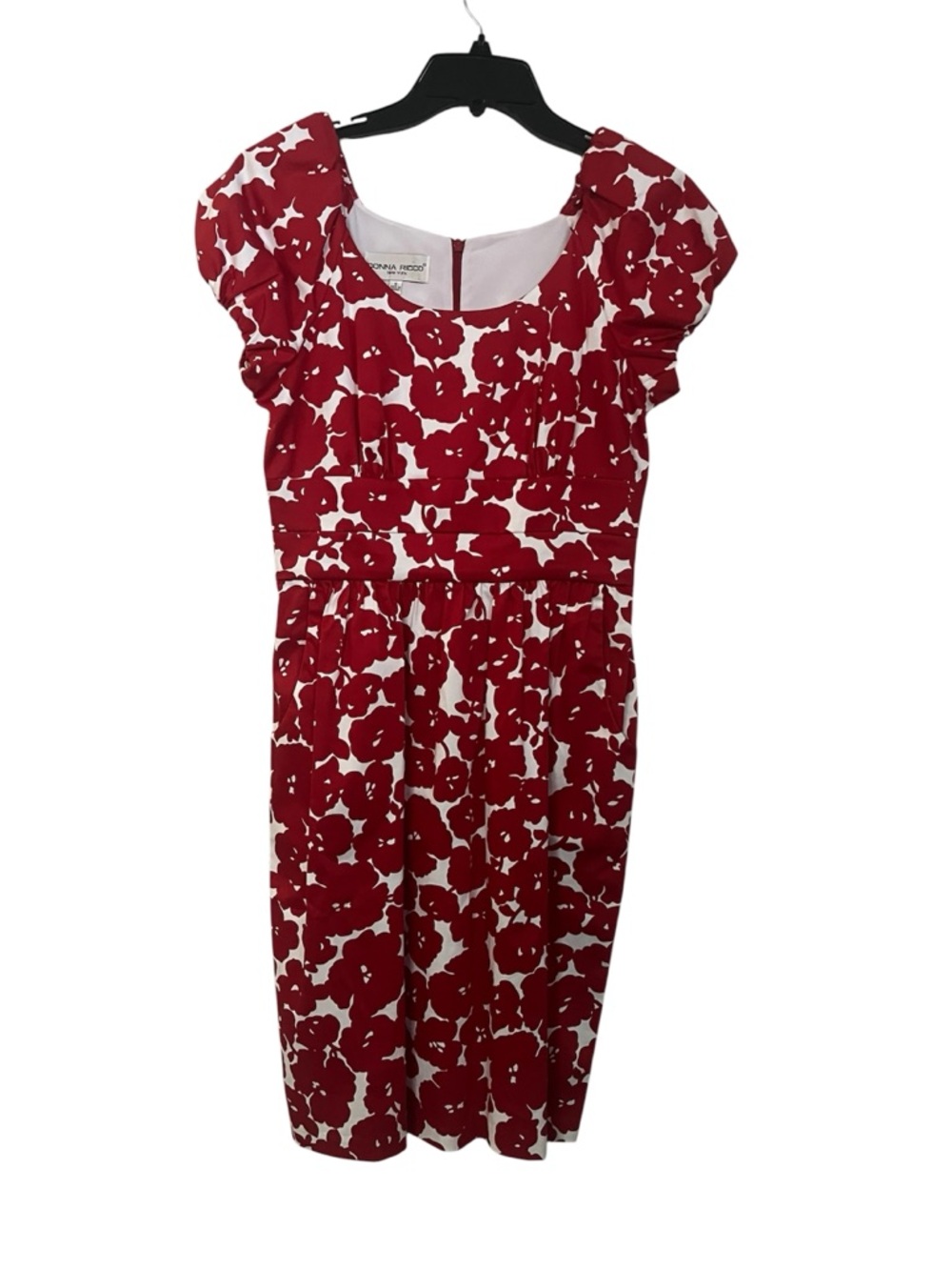 Donna Ricco Red and White Floral Midi Dress